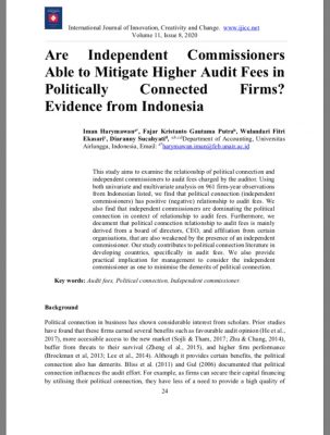 Are Independent Commissioners Able to Mitigate Higher Audit Fees in Politically Connected Firms? Evidence from Indonesia